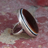 Vintage Sterling Brown Glass Ring 5
