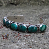 Incredible Vintage Sterling 7-Stone Turquoise Cuff