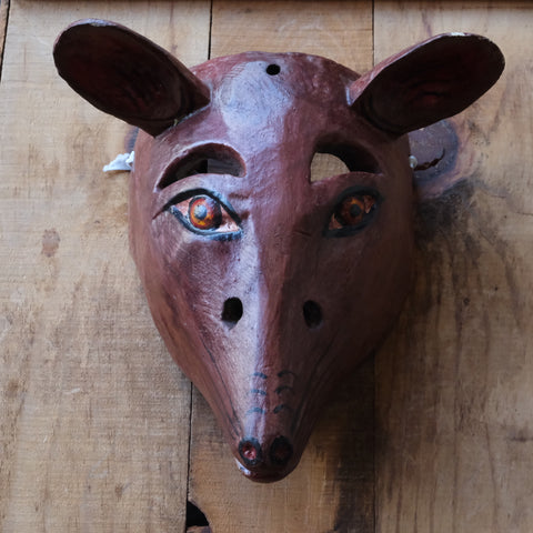 Vintage Mexican Wooden Mouse Mask