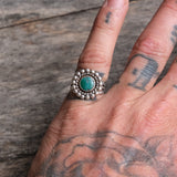 Vintage Sterling Turquoise Blossom Ring 5.25