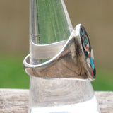 Vintage Sterling Inlay Zuni Knifewinged Dancer Ring 9.75