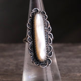 Vintage Sterling Mother Of Pearl Ring 5