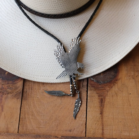 Vintage Eagle with Feather Tips Bolo Tie