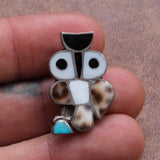 Vintage Sterling Multistone Inlay Owl Pin