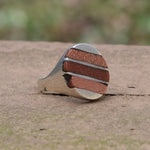 Vintage Sterling Goldstone Inlay Striper Ring 5.75