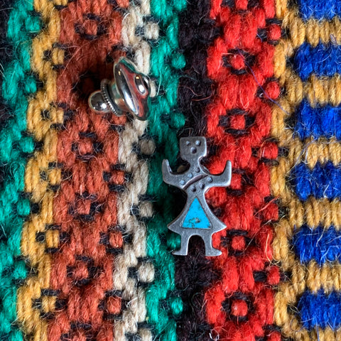 Vintage Sterling and Turquoise Kachina Pin