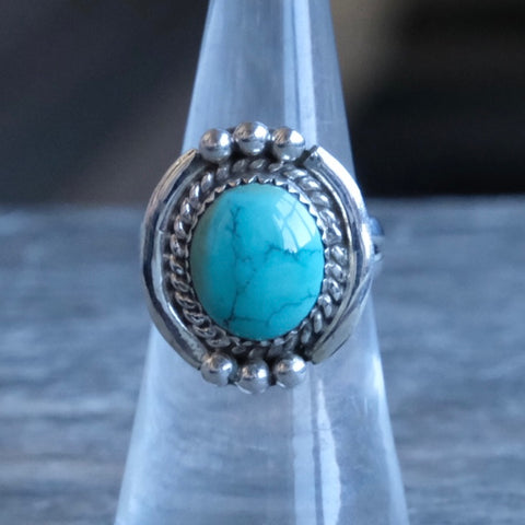 Vintage Sterling Turquoise Ring 4.5