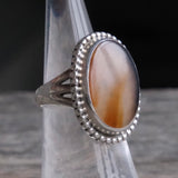 Vintage Sterling Agate Roper Ring 5.5