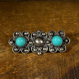 Vintage Sterling and Turquoise Flower Pin