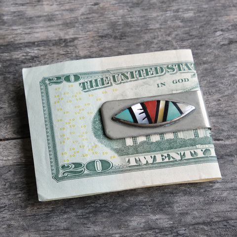Vintage Multistone Inlay Zuni Money Clip