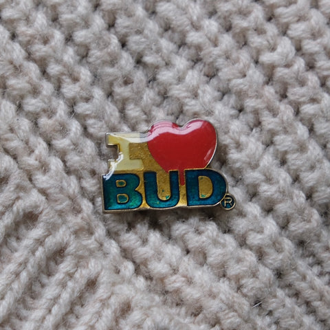 Vintage Enamel I Love Bud Pin
